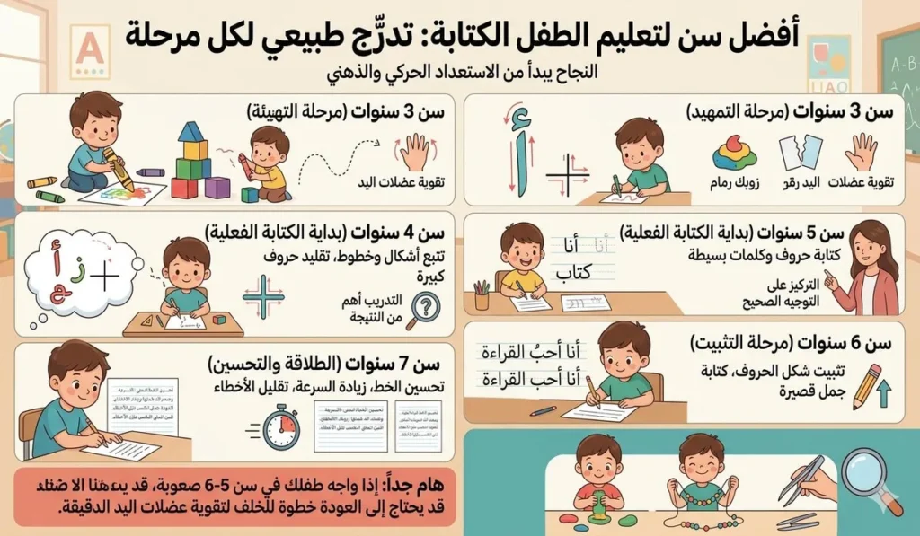 أفضل سن أبدأ منه أعلم طفلي الكتابة